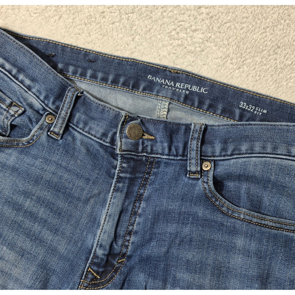 Banana Republic Jeans Mens 33/32 Blue Traveler Slim Fit Stretch‎ Denim